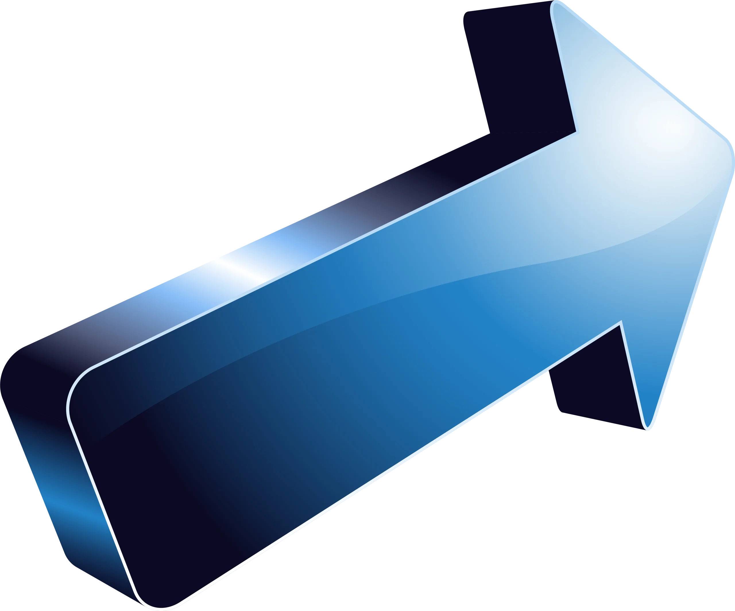 Sleek Blue 3D Directional Arrow Clipart with Modern Dimensional Design