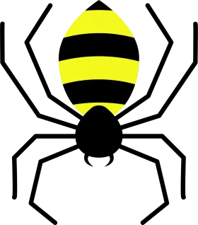 Stylized Black and Yellow Striped Spider Clipart Graphic Design Element