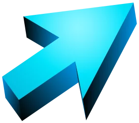 Three-Dimensional Azure Blue Digital Arrow Clipart Graphic Design Element
