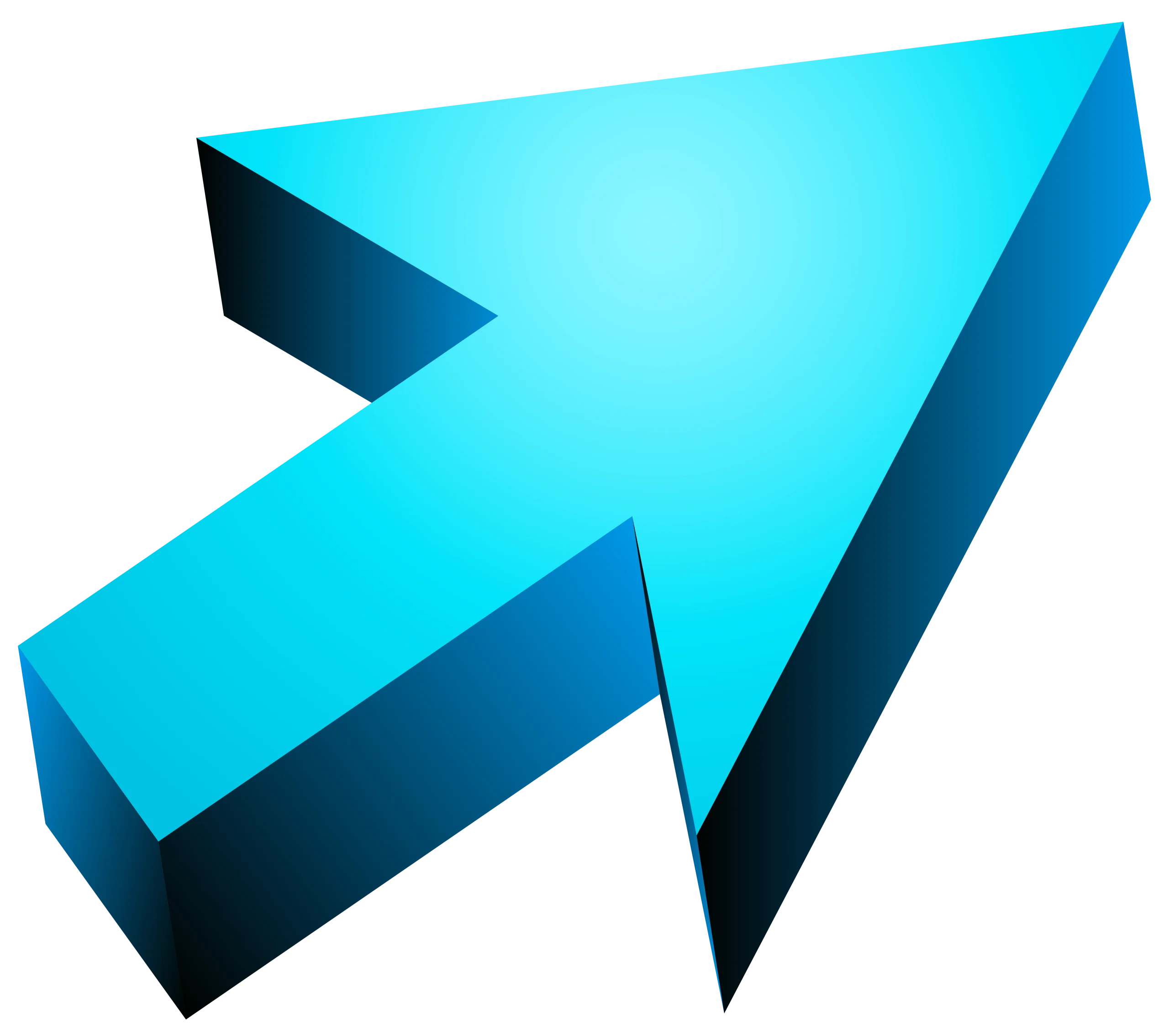 Three-Dimensional Azure Blue Digital Arrow Clipart Graphic Design Element
