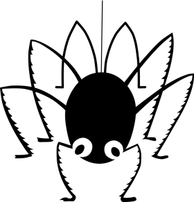 Whimsical Black and White Cartoon Spider Clipart with Playful Design