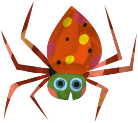 Whimsical Cartoon Spider Clipart with Playful Geometric Color Patterns