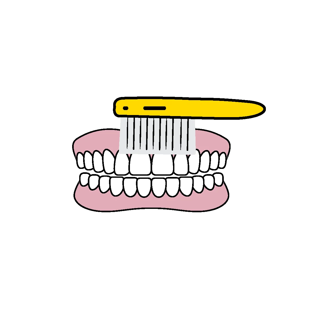 Cartoon Dental Hygiene Clipart Illustration of Teeth and Toothbrush