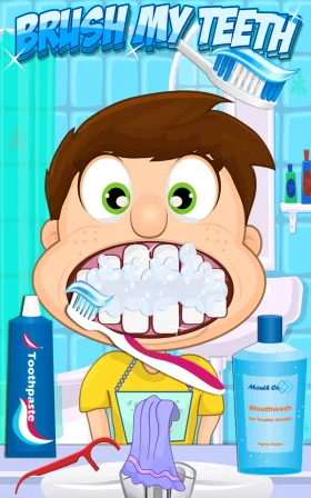 Cheerful Cartoon Character Demonstrating Proper Dental Hygiene Clipart