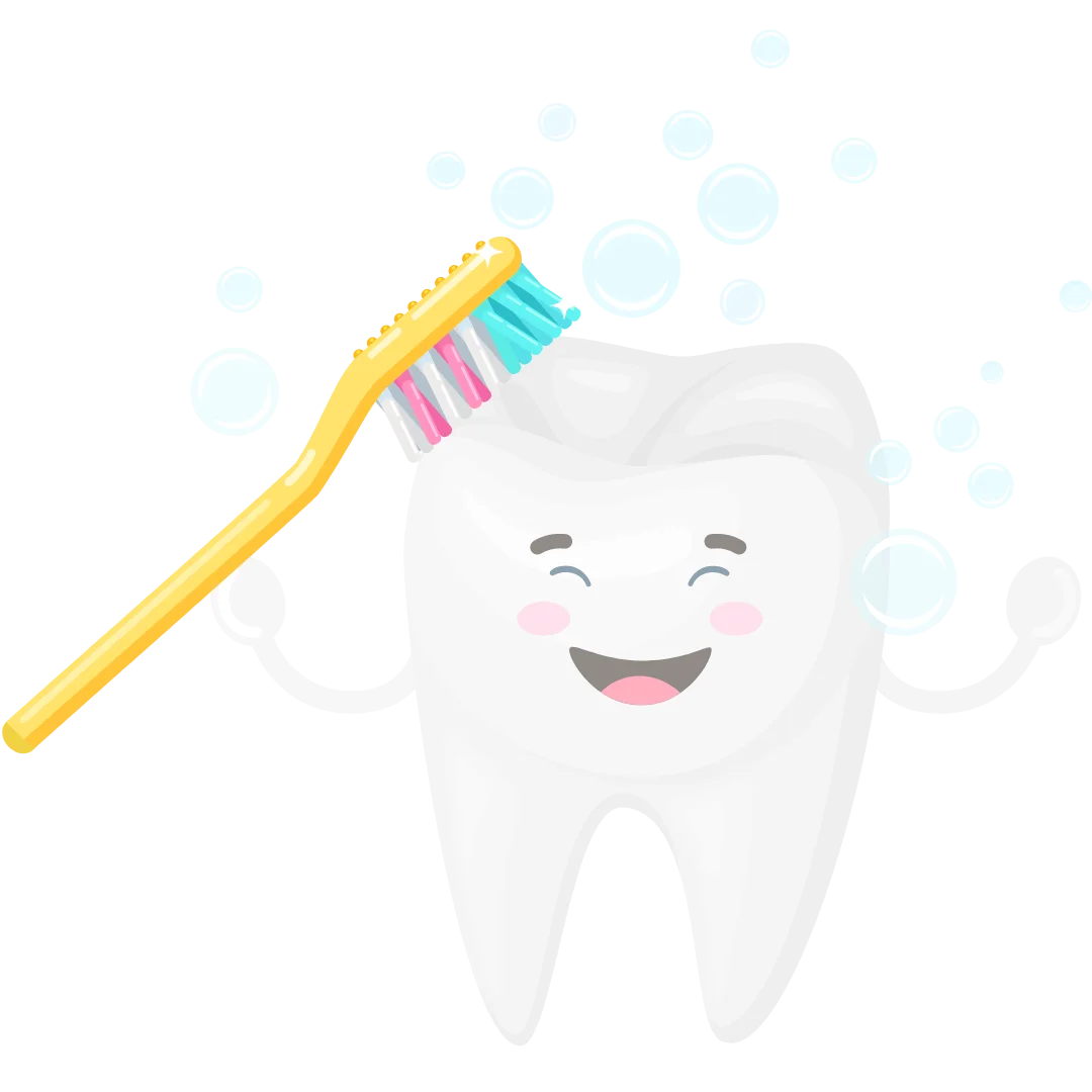 Cheerful Tooth and Toothbrush Clipart: Dental Hygiene with a Cute Smile