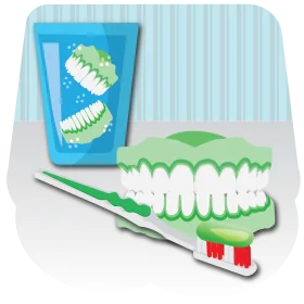 Dental Hygiene Clipart: Sparkling Clean Teeth with Toothbrush and Dental Cup