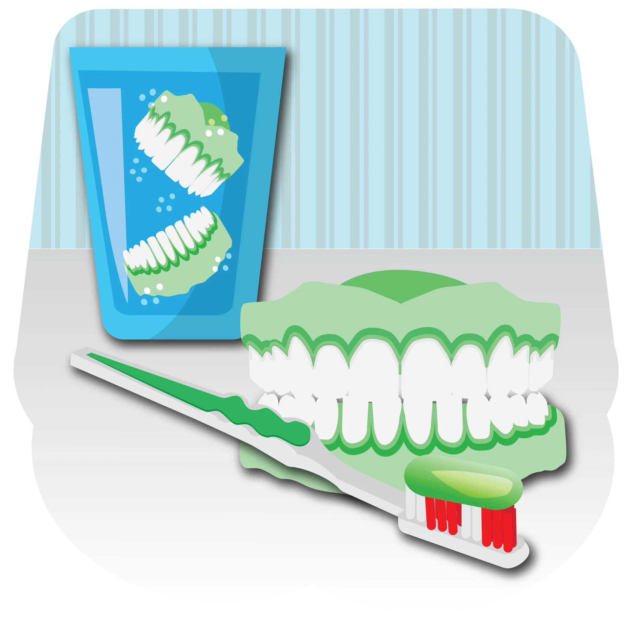 Dental Hygiene Clipart: Sparkling Clean Teeth with Toothbrush and Dental Cup