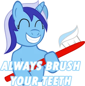 Friendly Cartoon Pony Dental Hygiene Clipart with Cheerful Toothbrush Message