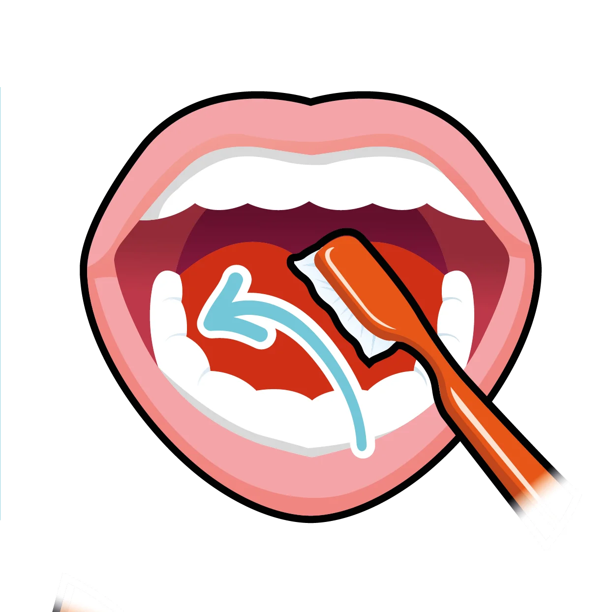 Playful Dental Hygiene Illustration Showing Toothbrush Cleaning Inside Mouth Clipart
