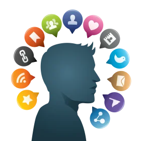 Digital Communication Network Clipart Showcasing Social Media Interaction Silhouette