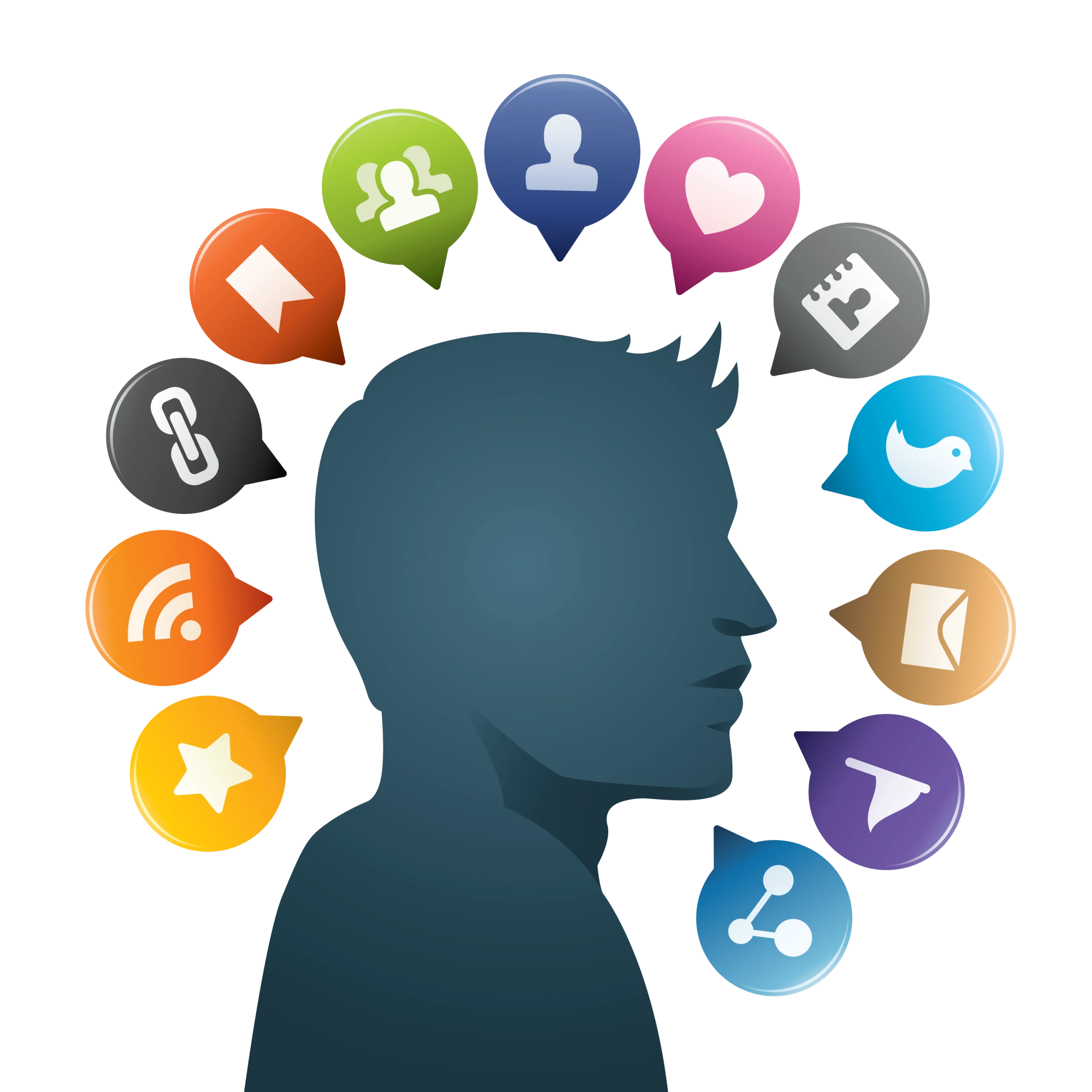 Digital Communication Network Clipart Showcasing Social Media Interaction Silhouette