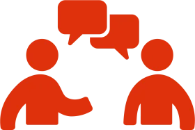Effective Communication Clipart: Two Figures Engaging in Dialogue Exchange