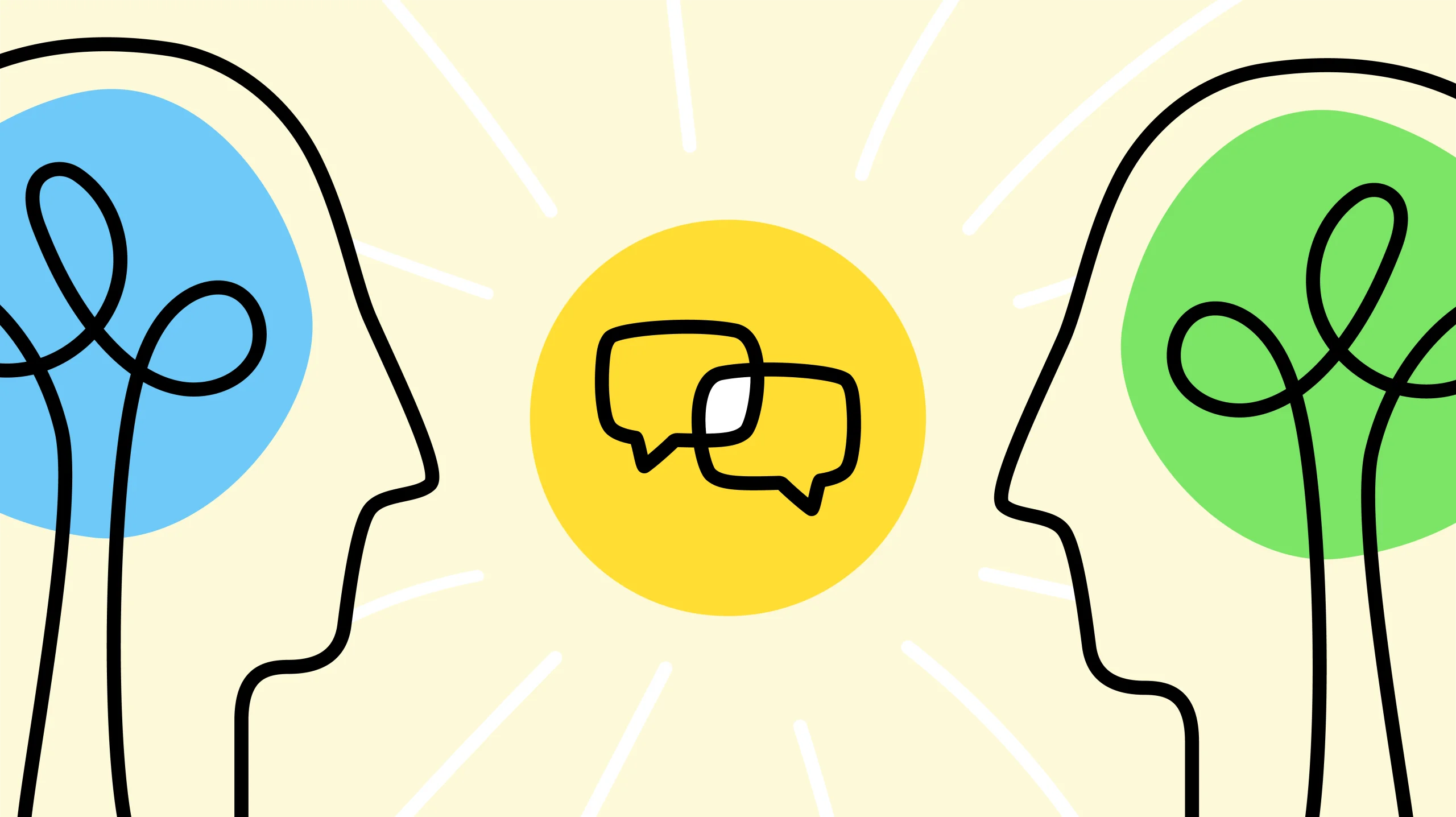 Minimalist Communication Clipart Showcasing Dialogue and Interconnected Thoughts