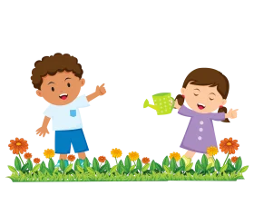 Cheerful Children Gardening Clipart: Nurturing Nature with Joyful Spirits