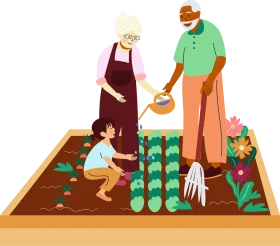 Collaborative Family Gardening Clipart: Growing Together in Harmony