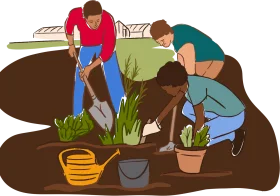 Community Gardening Collaboration Clipart: Planting Seeds of Harmony