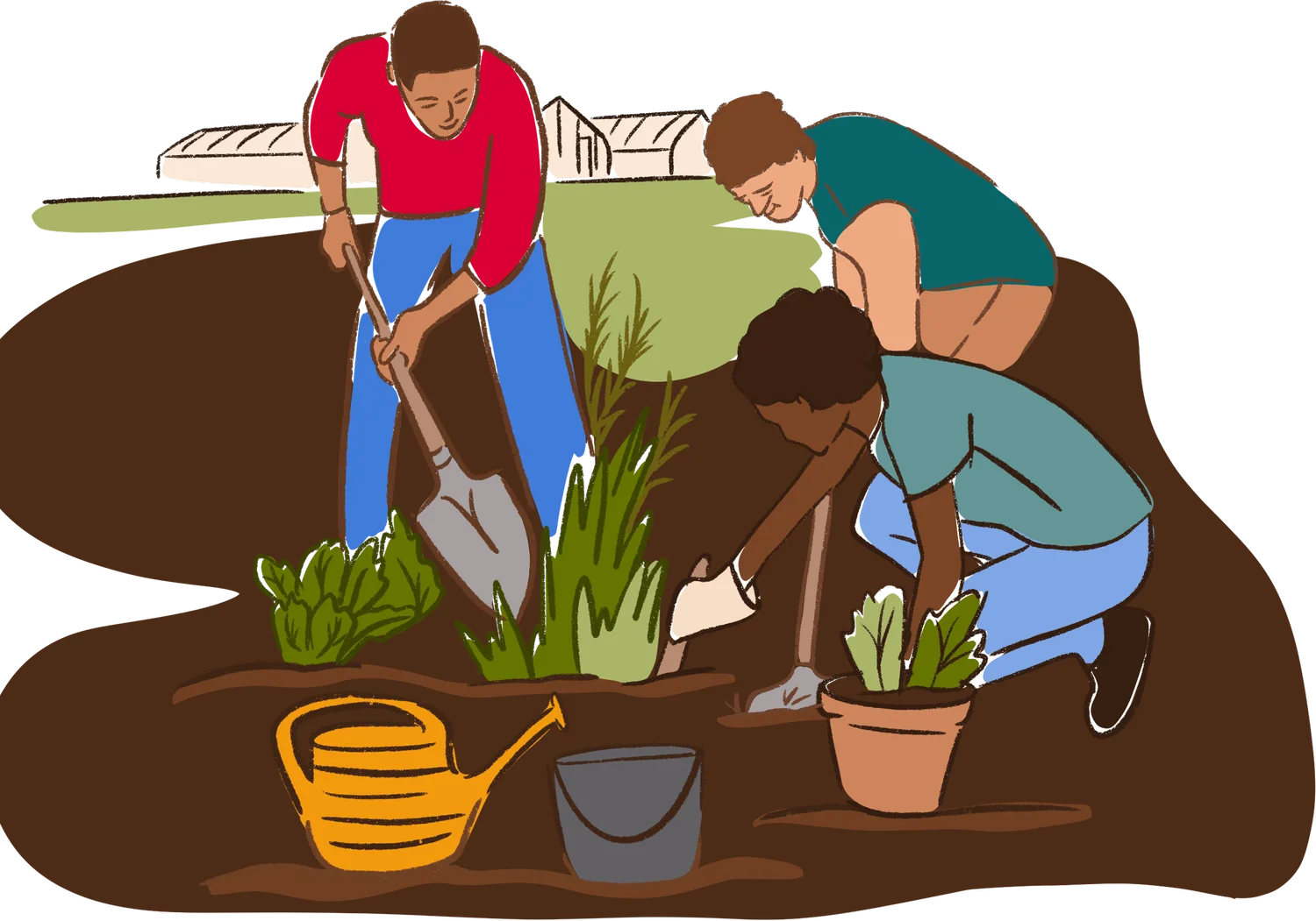 Community Gardening Collaboration Clipart: Planting Seeds of Harmony