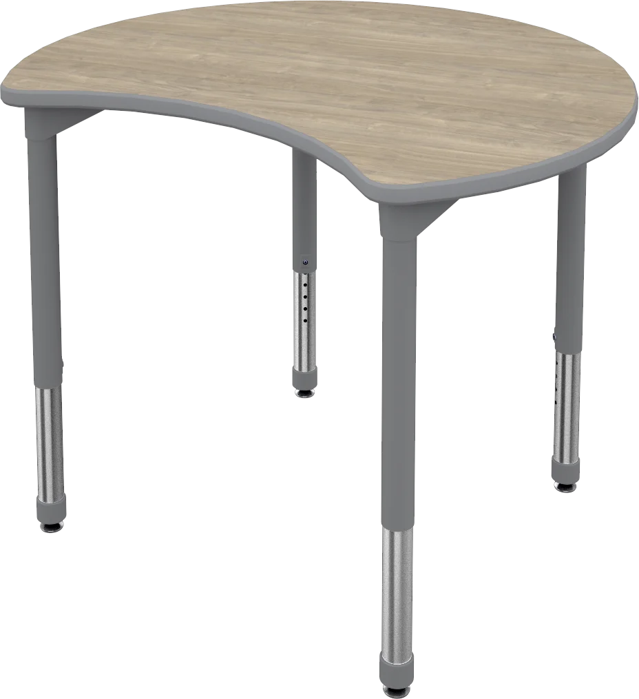 Ergonomic Curved Classroom Desk Clipart - Adjustable Height Modern Learning Furniture