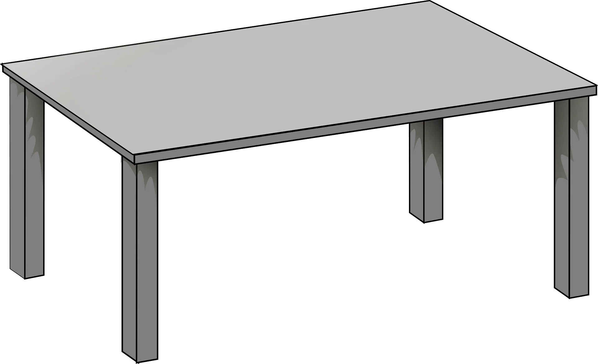 Minimalist Gray Rectangular Table Clipart with Clean Modern Design