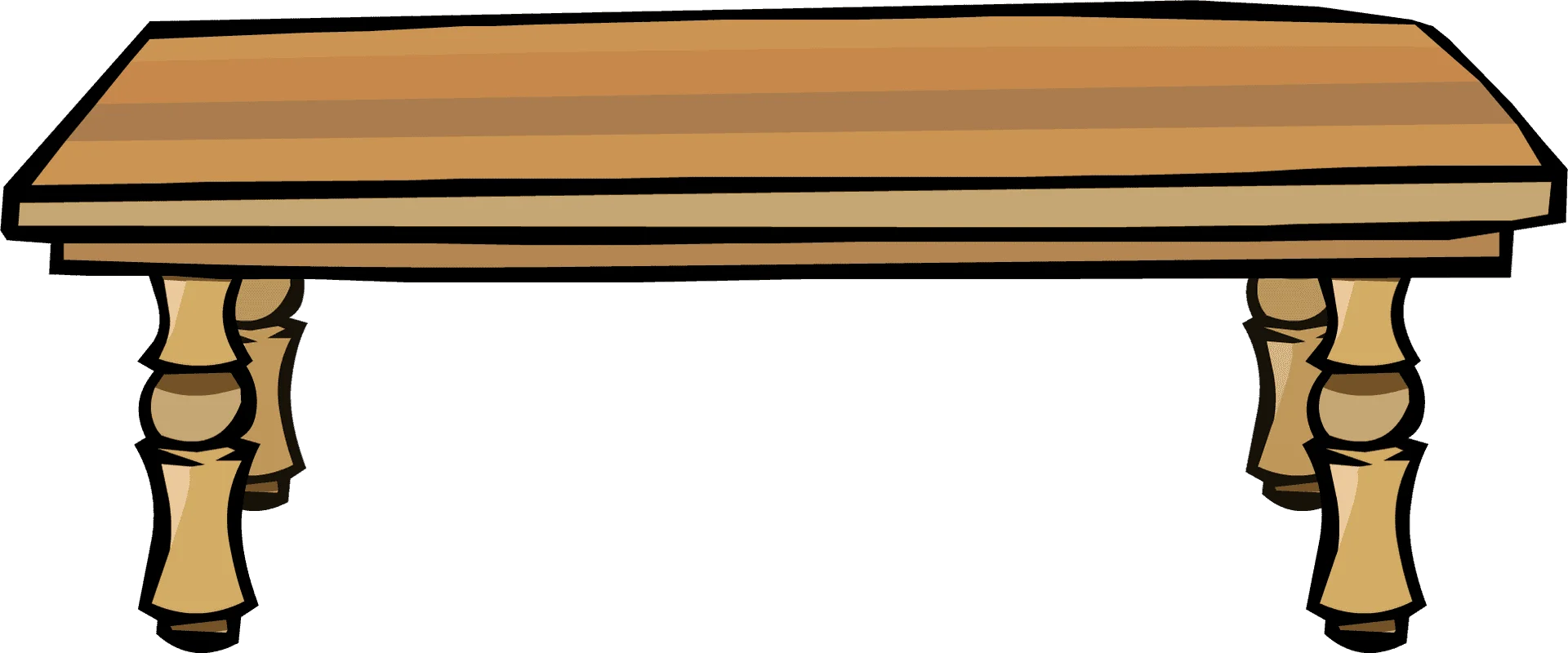 Minimalist Wooden Coffee Table Clipart with Elegant Turned Legs Design