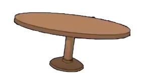 Minimalist Wooden Oval Dining Table Clipart with Pedestal Base