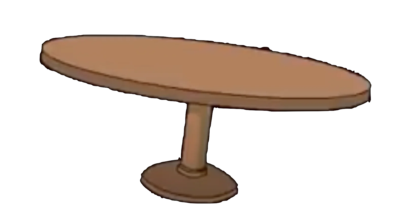 Minimalist Wooden Oval Dining Table Clipart with Pedestal Base