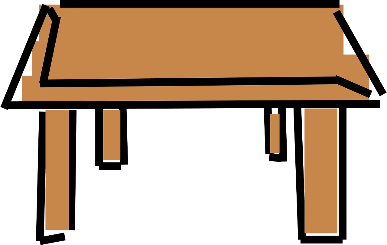 Minimalist Wooden Rectangular Table Clipart with Simple Geometric Lines