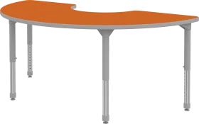 Modern Curved Orange and Silver Classroom Collaborative Learning Table Clipart Design