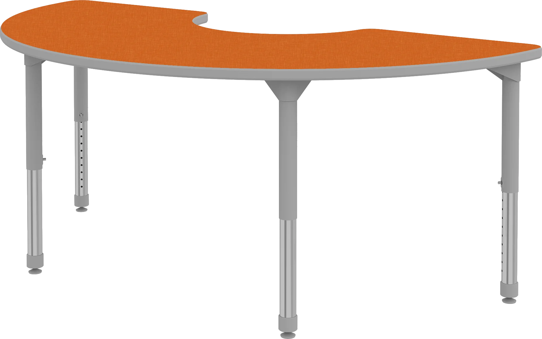 Modern Curved Orange and Silver Classroom Collaborative Learning Table Clipart Design
