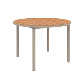Modern Minimalist Round Wooden Outdoor Dining Table Clipart Design