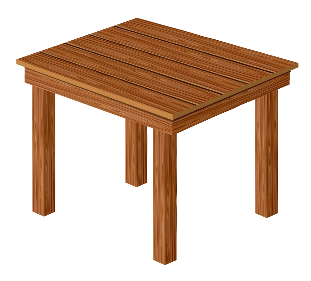 Realistic Wooden Side Table Clipart with Warm Wooden Grain Texture and Simple Design