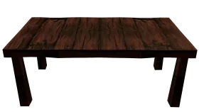 Rustic Dark Wood Dining Table Clipart with Rich Textured Surface Design