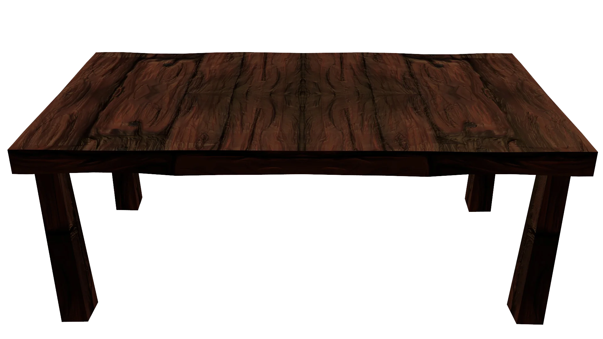 Rustic Dark Wood Dining Table Clipart with Rich Textured Surface Design