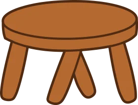 Rustic Wooden Milking Stool Clipart - Charming Farmhouse Style Miniature Furniture