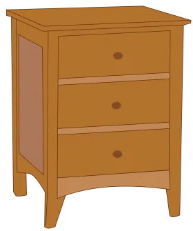Rustic Wooden Nightstand Clipart with Three Elegant Drawers