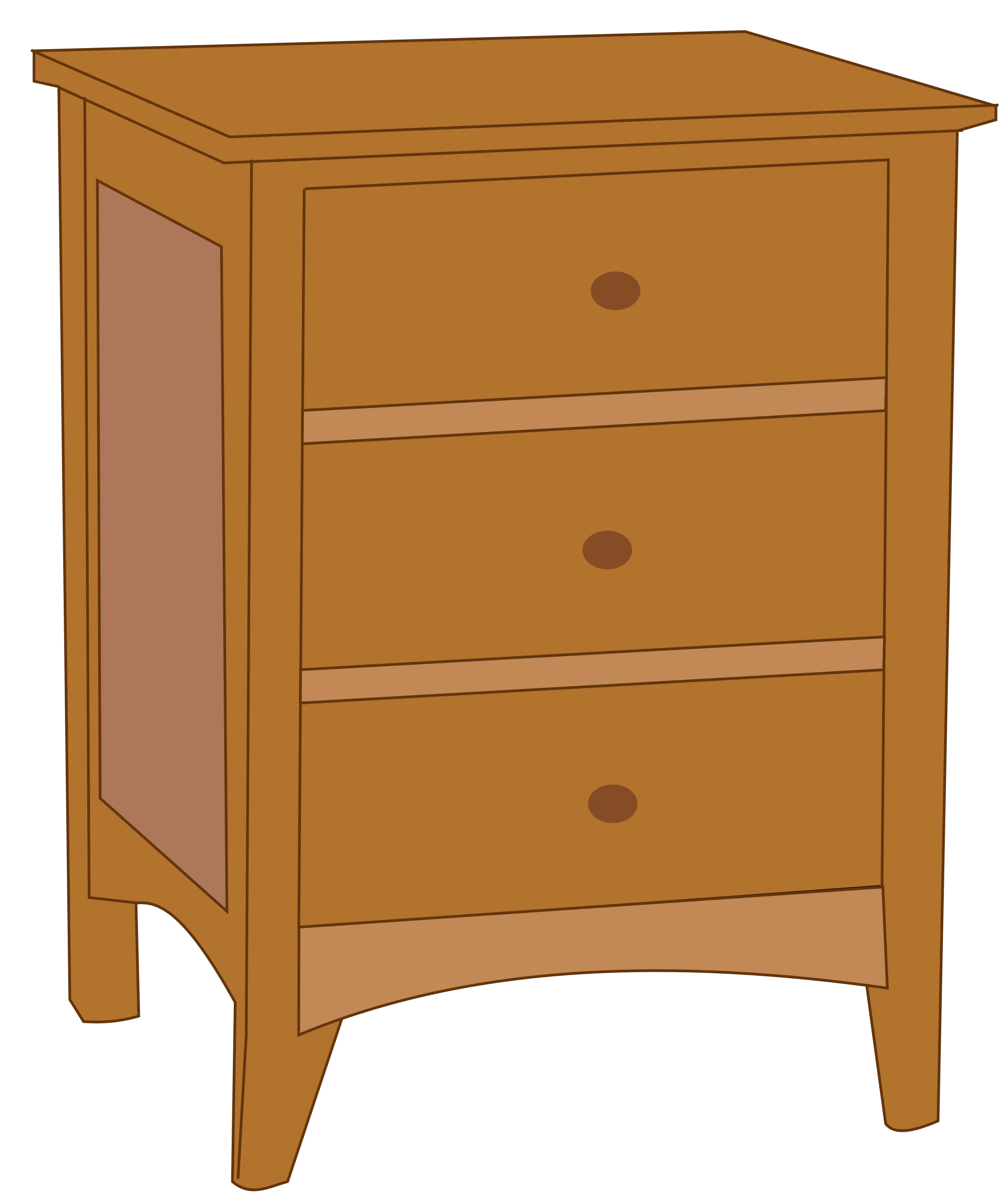 Rustic Wooden Nightstand Clipart with Three Elegant Drawers