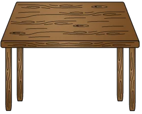 Rustic Wooden Table Clipart with Natural Grain Texture and Sturdy Design