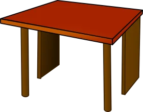 Simple Minimalist Orange-Topped Wooden Table Clipart Design Element