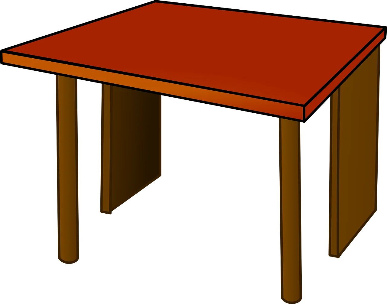 Simple Minimalist Orange-Topped Wooden Table Clipart Design Element