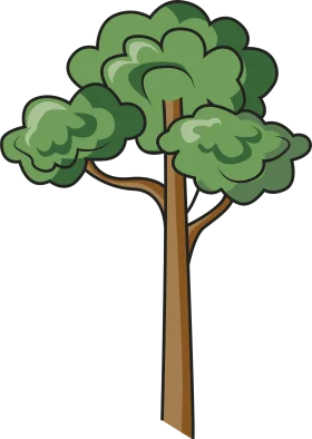 Lush Green Cartoonish Tree Clipart with Soft Rounded Foliage Design