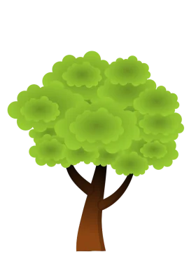 Whimsical Green Tree Clipart with Fluffy Rounded Foliage and Sturdy Trunk