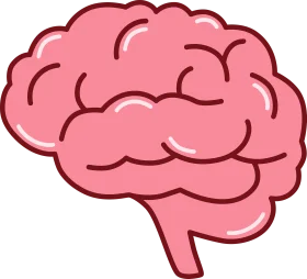 Adorable Pink Brain Clipart Illustration: Whimsical Neurological Cartoon Graphic