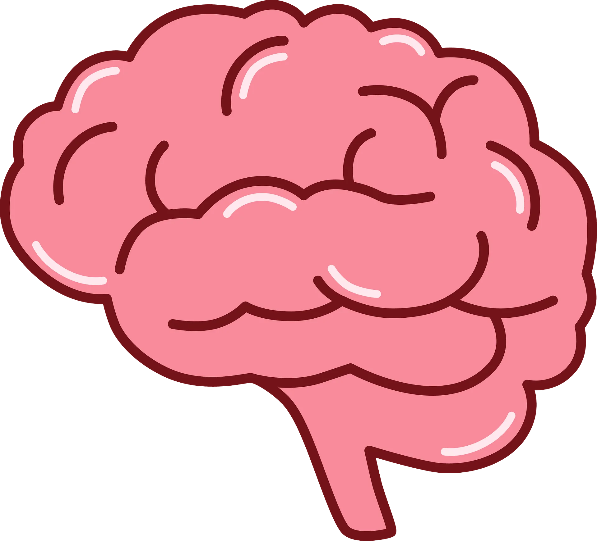 Adorable Pink Brain Clipart Illustration: Whimsical Neurological Cartoon Graphic
