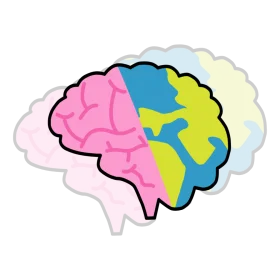 Colorful Stylized Brain Anatomy Illustration Clipart: Functional Regions Visualization