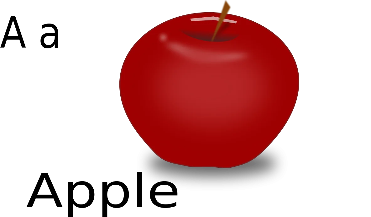 Crisp Red Apple Clipart: Educational Illustration for Learning Alphabet