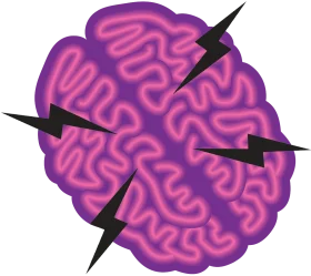 Electrifying Neural Network Brain Clipart with Dynamic Lightning Strikes