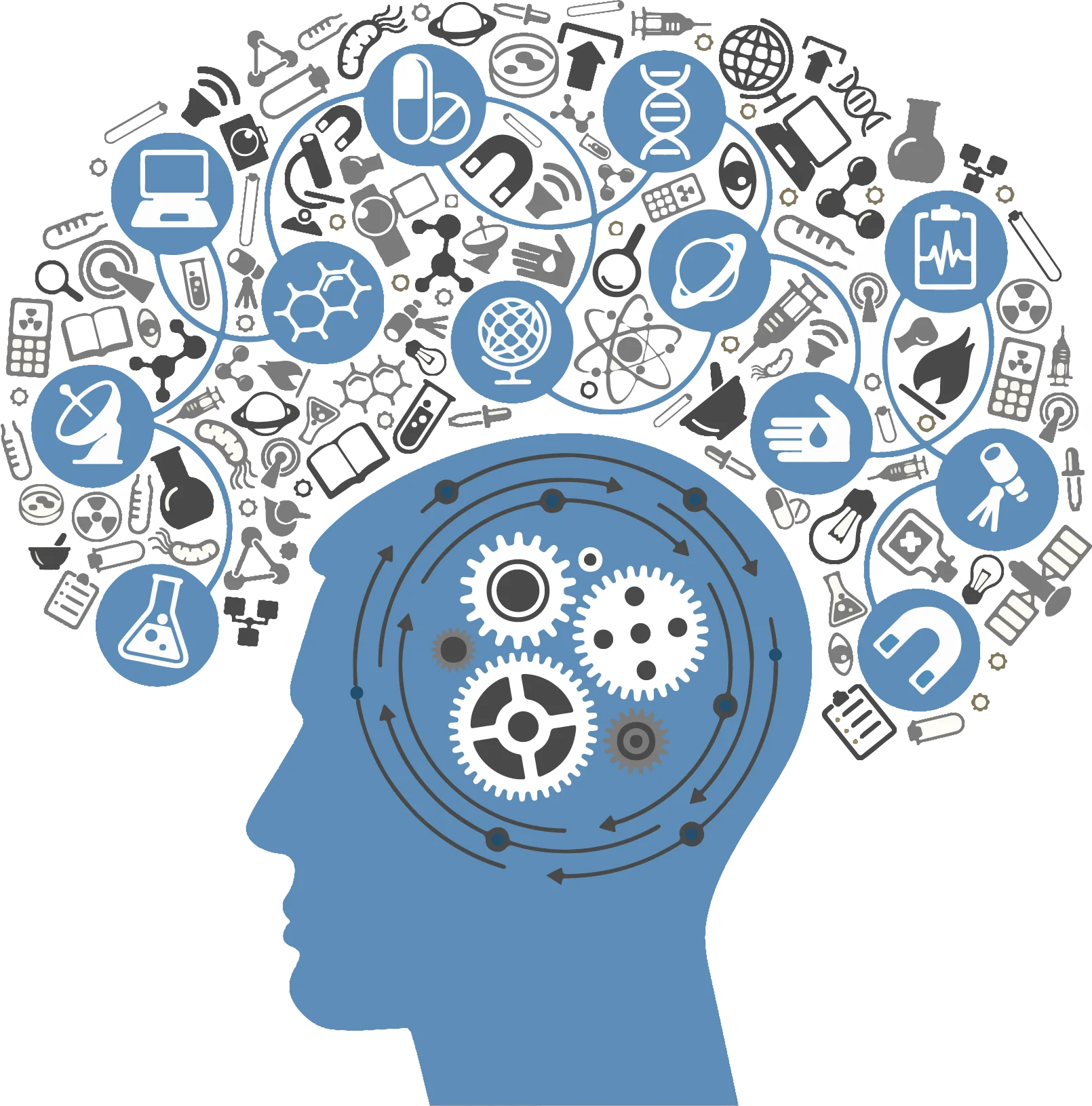 Innovative Mind Mechanics: A Detailed Brain Functionality Clipart Illustration