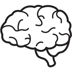 Minimalist Black and White Brain Anatomy Clipart Illustration Side View