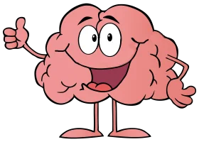 Playful Pink Brain Clipart Mascot with Cheerful Thumbs Up Gesture