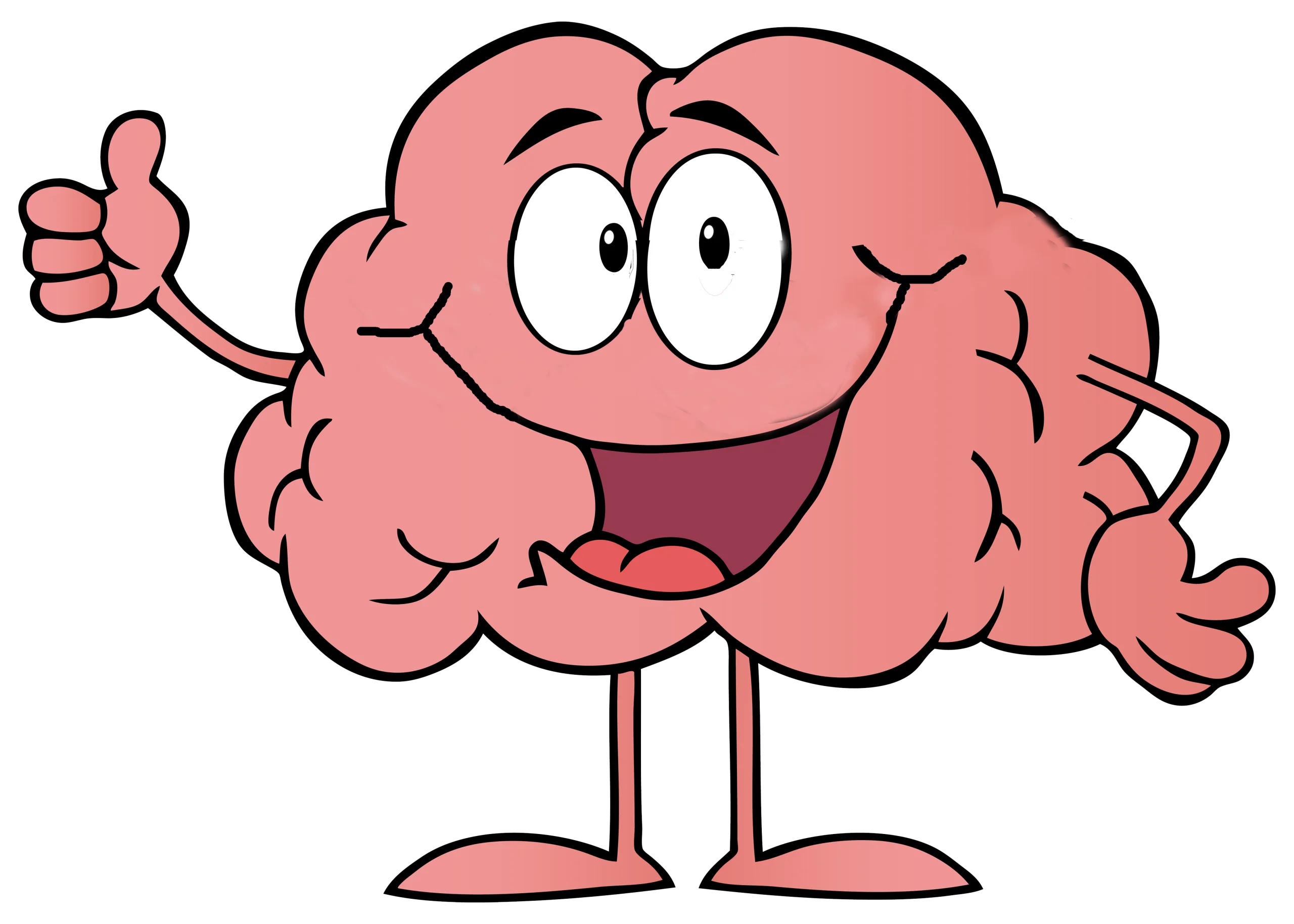 Playful Pink Brain Clipart Mascot with Cheerful Thumbs Up Gesture